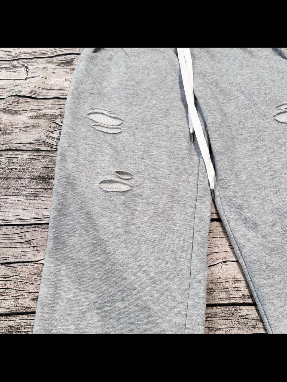 aerie Gray Distressed Jogger Sweatpants medium NWT - Picture 2 of 8